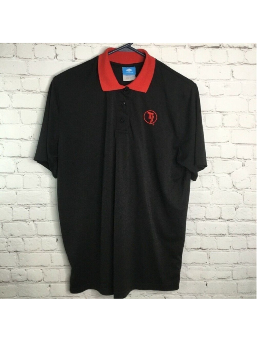 Vintage Clipper Black/Red Tj Logo Short Sleeve Golf Polo Shirt Men Large